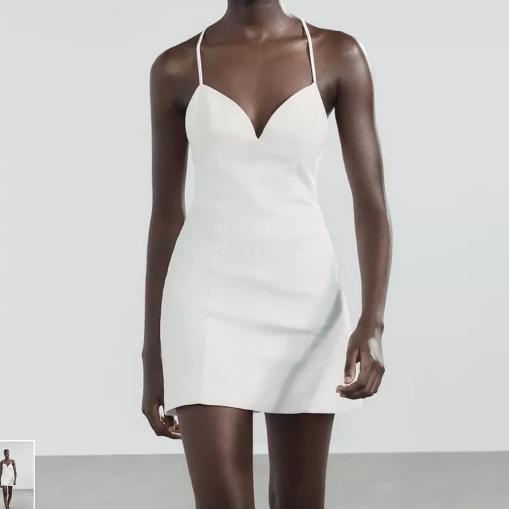 Zara White Neckline Mini Dress